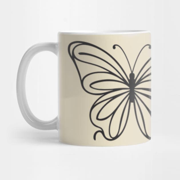 The butterfly is drawn in a monotonous colorless manner by Ferriman store